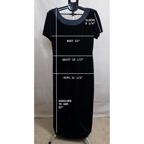 Vintage Plaza South Black Velvet Dress w/ Satin Trim | 1990s–2000s | Size 14 - Picture 3 of 11